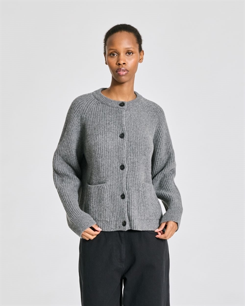 LISVA AUGUSTA L/S CARDIGAN LAMBSWOOL KNIT GRAFITTI GREY MELANGE